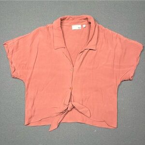 Wilfred Free Terracotta Short Sleeved Button Up Blouse